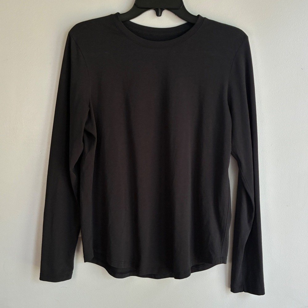 Lululemon Long Sleeve Top Womens M? Black Crew Neck Activewear Shirt Preppy